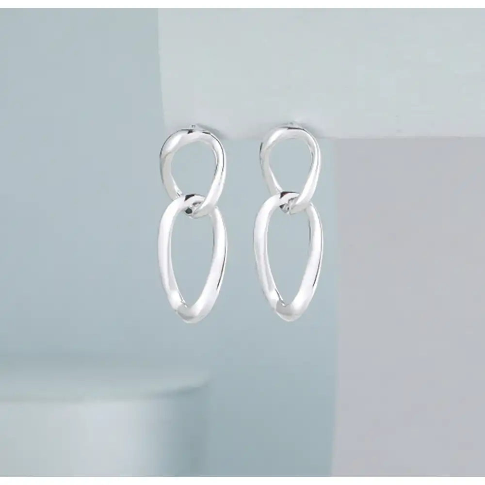 Silver Slim Double Hoop Smooth Earrings