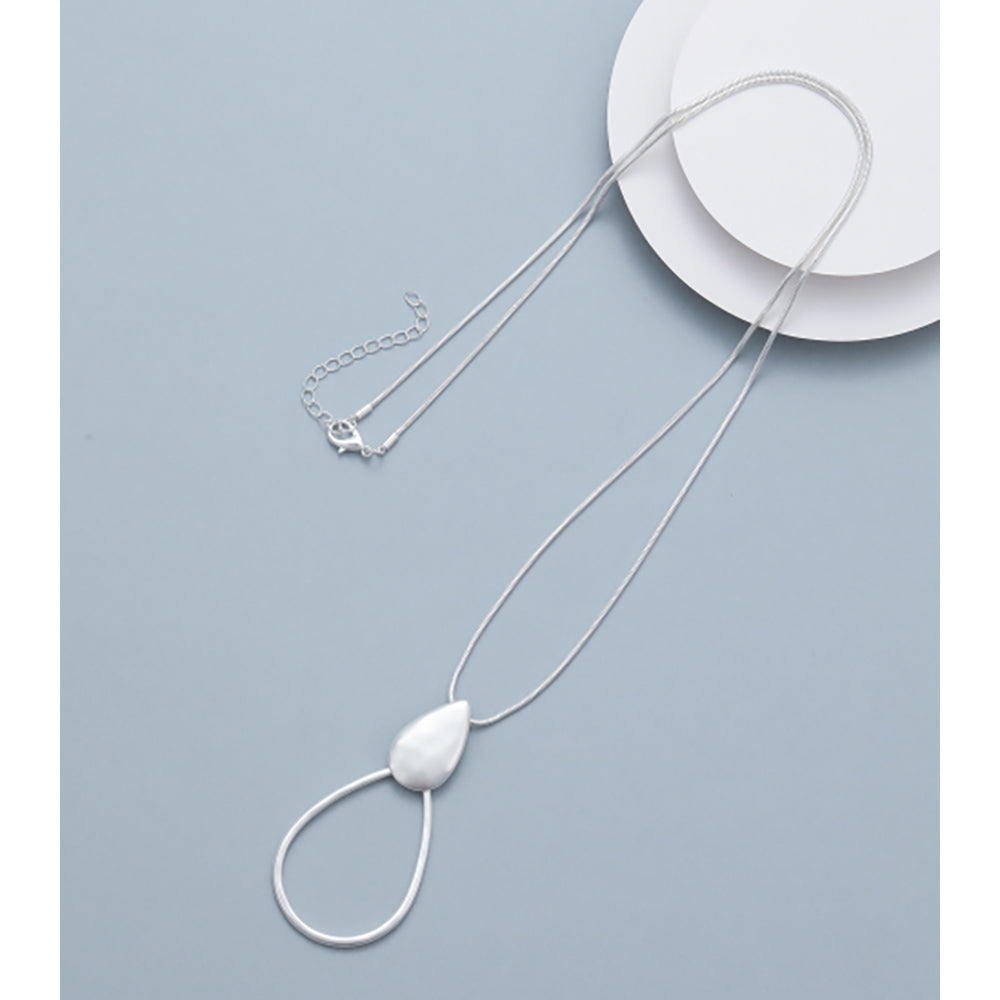 Gracee Long Teardrop Silver Necklace