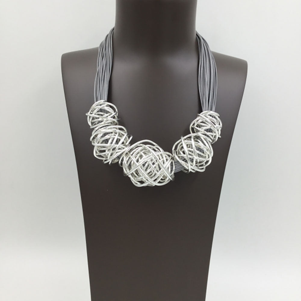 Silver Cluster Magnetic Necklace