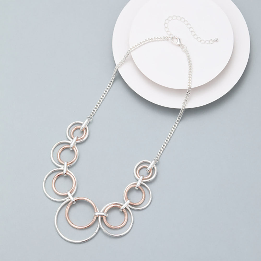 Silver and Gold Circles Necklace