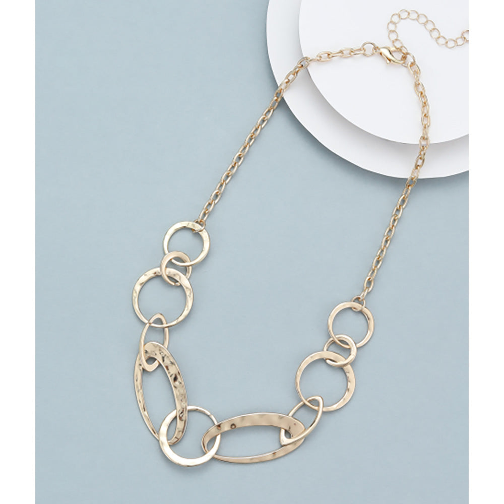 Gracee Shiny Circles Short Necklace Gold