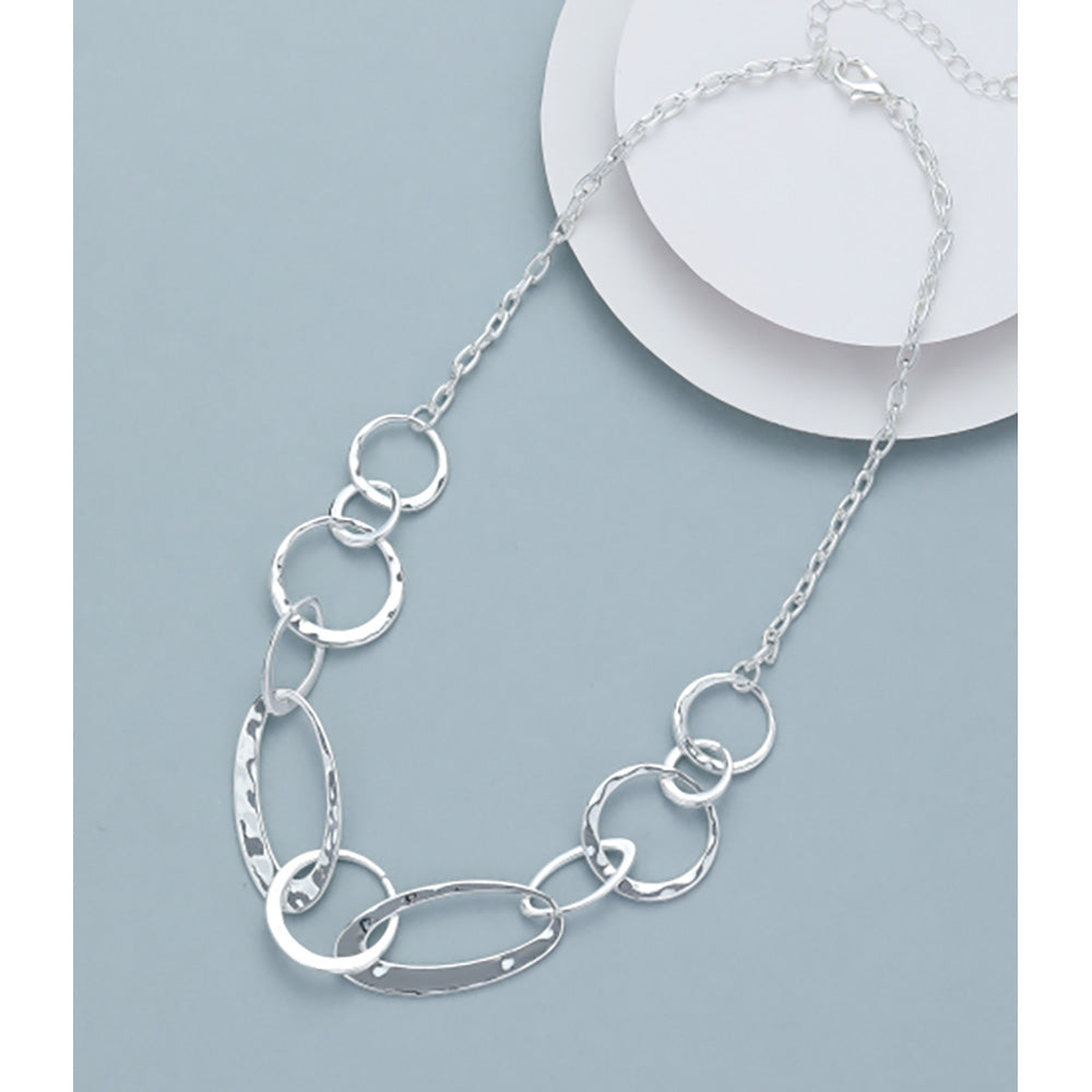 Gracee Shiny Circles Short Necklace Silver