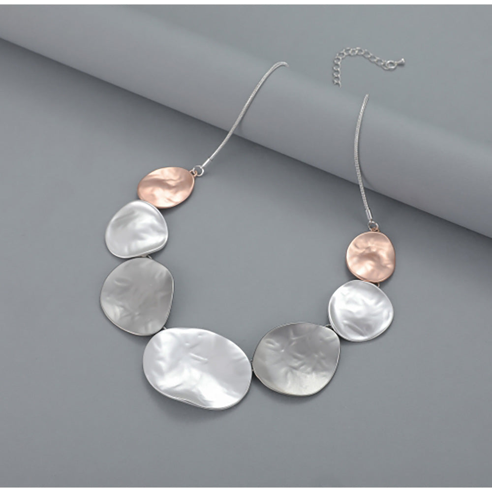 Gracee Disc Short Necklace Silver & Rose Gold