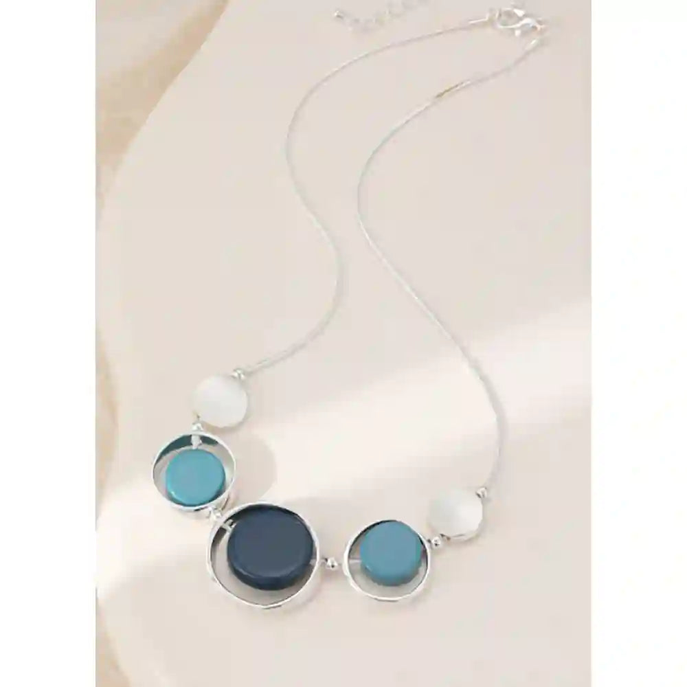 Spot & Hoop Necklace - Silver & Blue