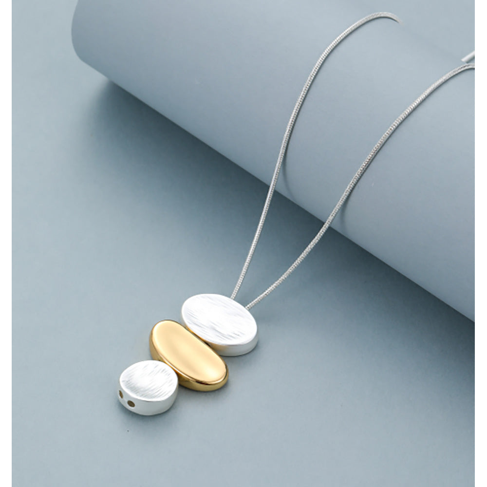Gracee Pebble Pendant Necklace Silver & Gold