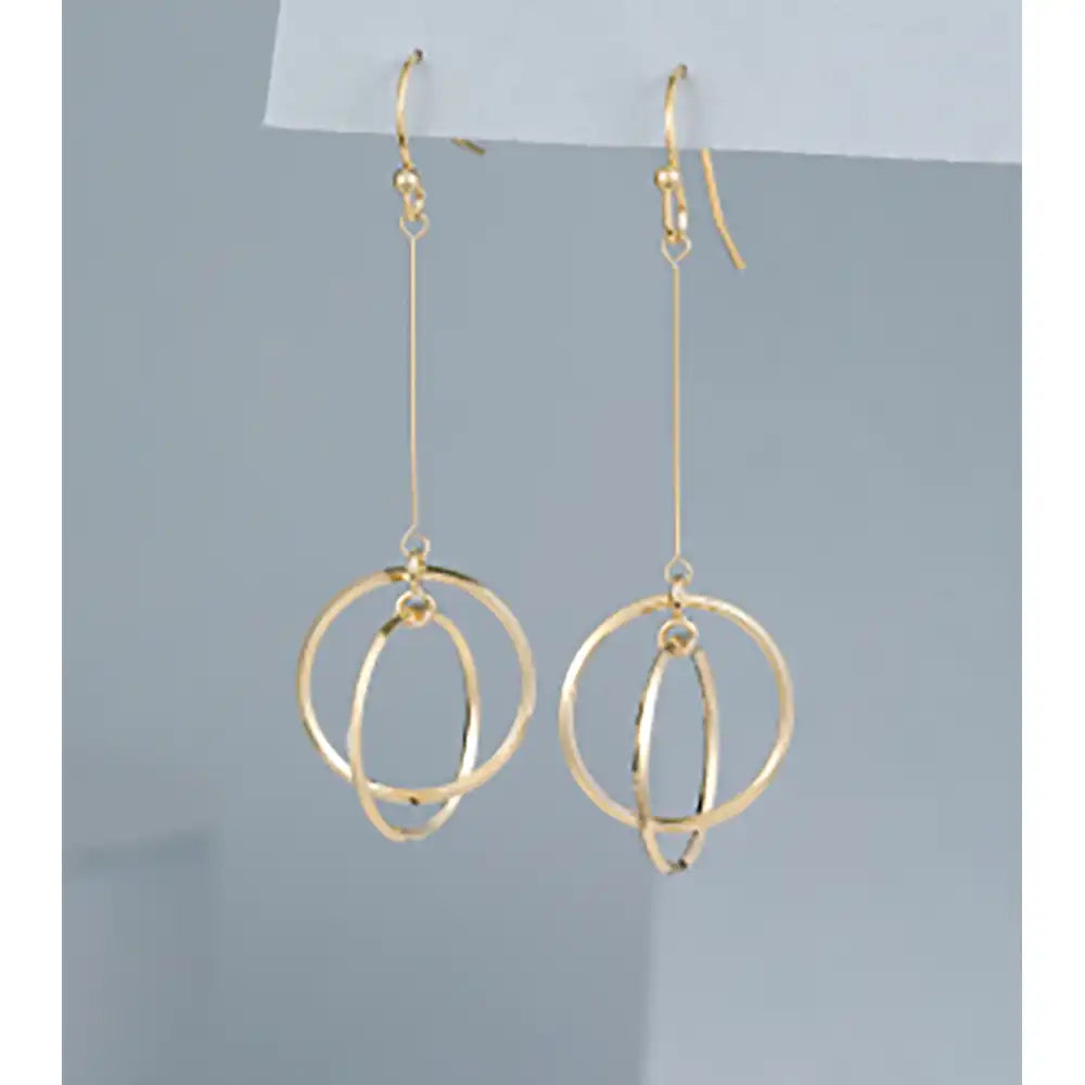 Gold Drop Double Hoop Earrings