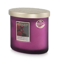 Heart & Home Winter Velvet scented soy wax candle in a purple glass jar with a metallic gold lid, shown on a white background.