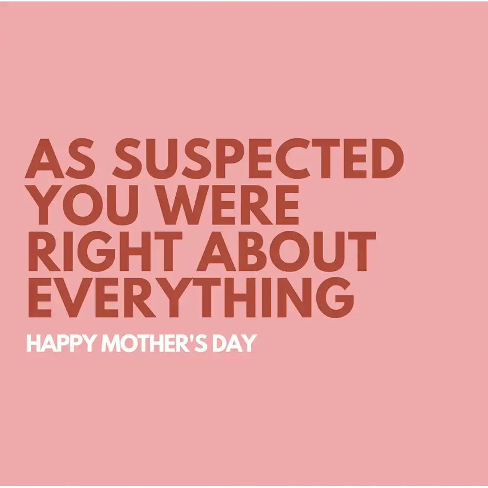 Pink background with brown text on Mother's Day card