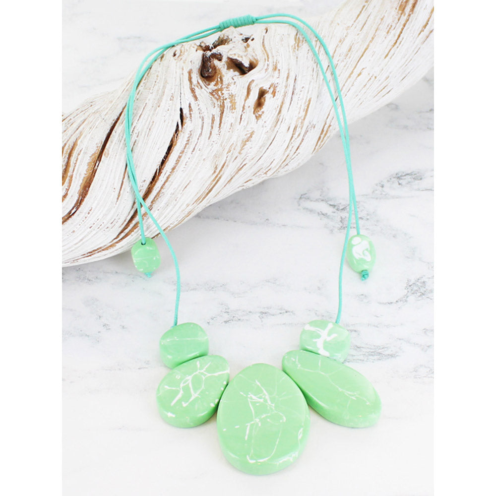 Suzie Blue Asymmetric Mint Marble Necklace