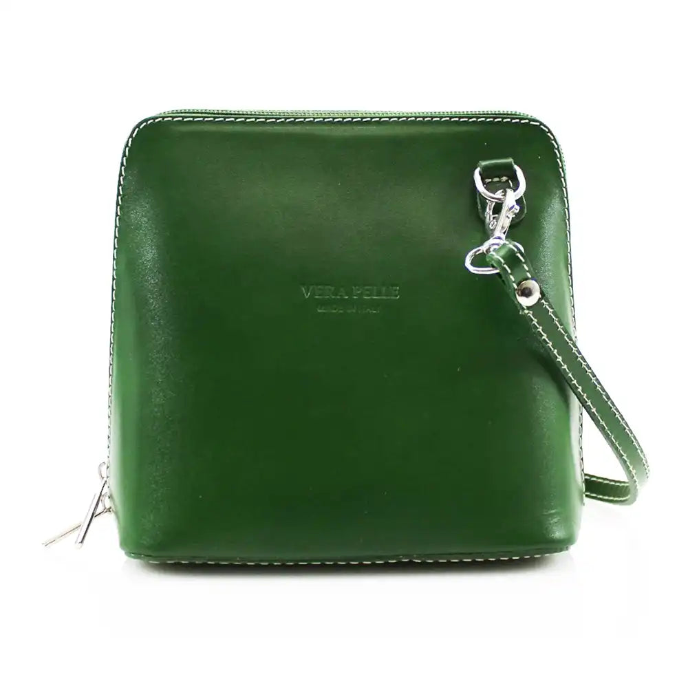 Leather Small Cross Body Bag - Green