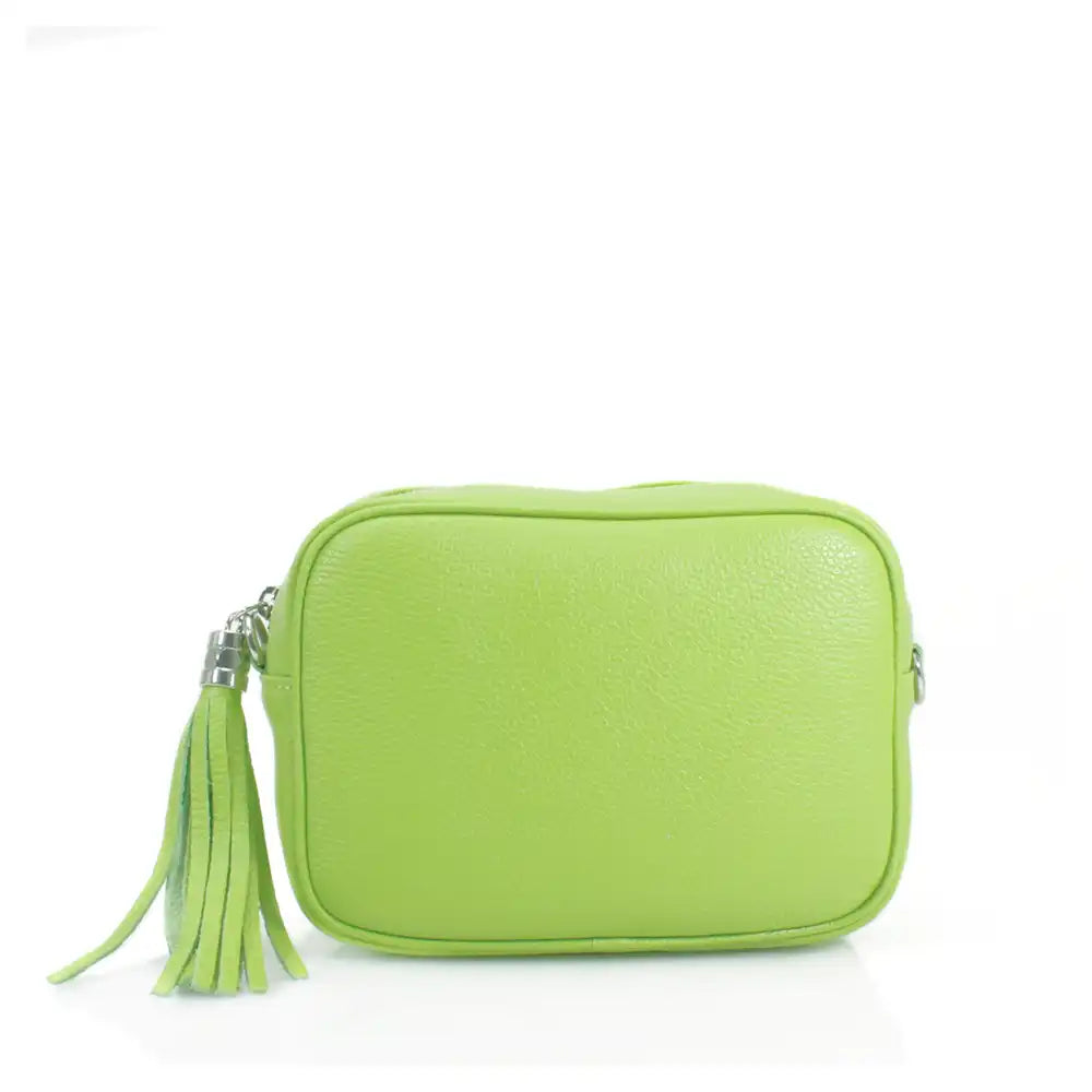 Leather Tassel Bag - Lime Green