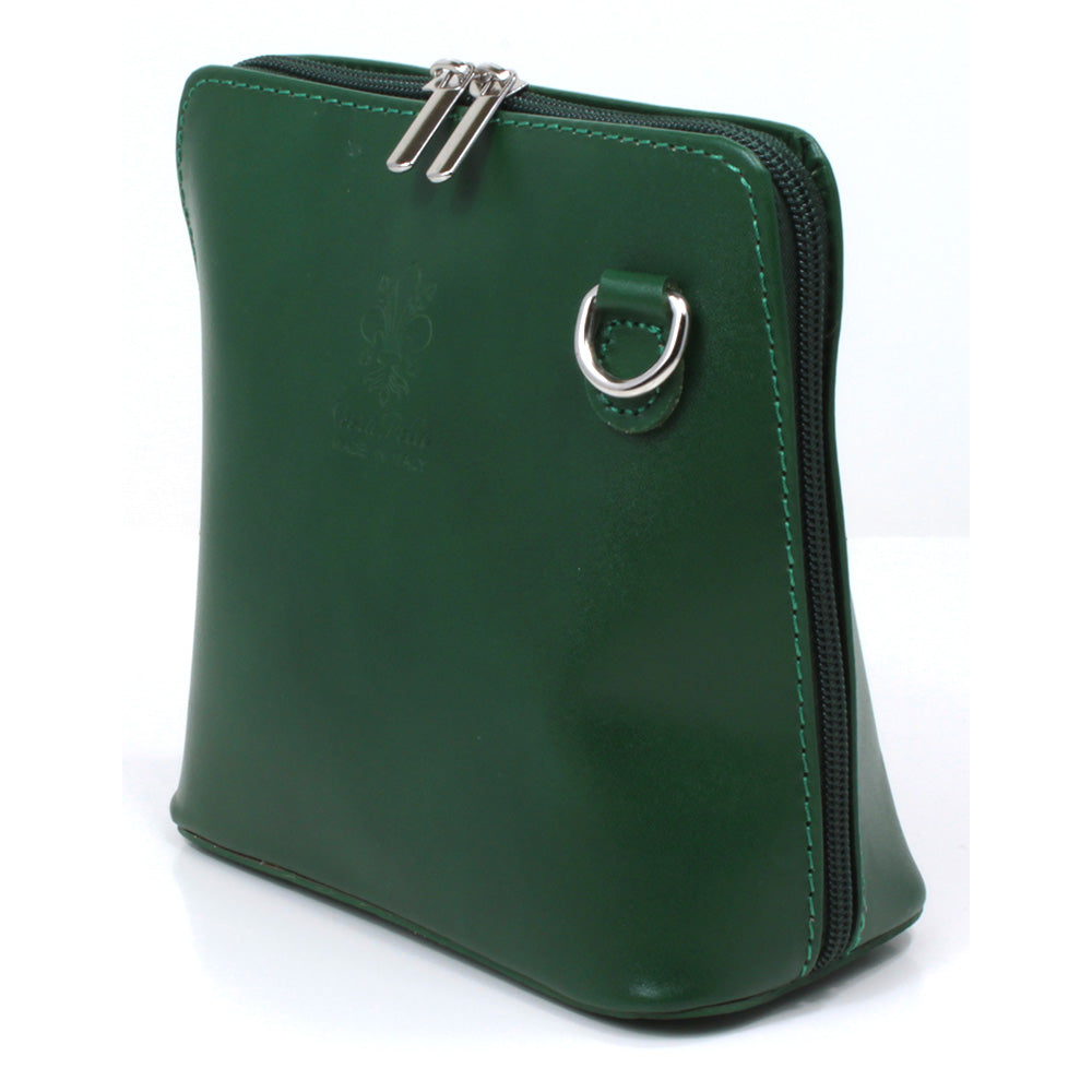 Leather Small Cross Body Bag in Green