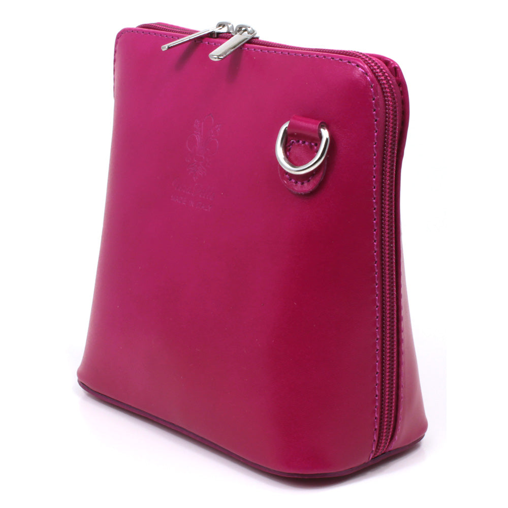 Leather Small Cross Body Bag Fuchsia