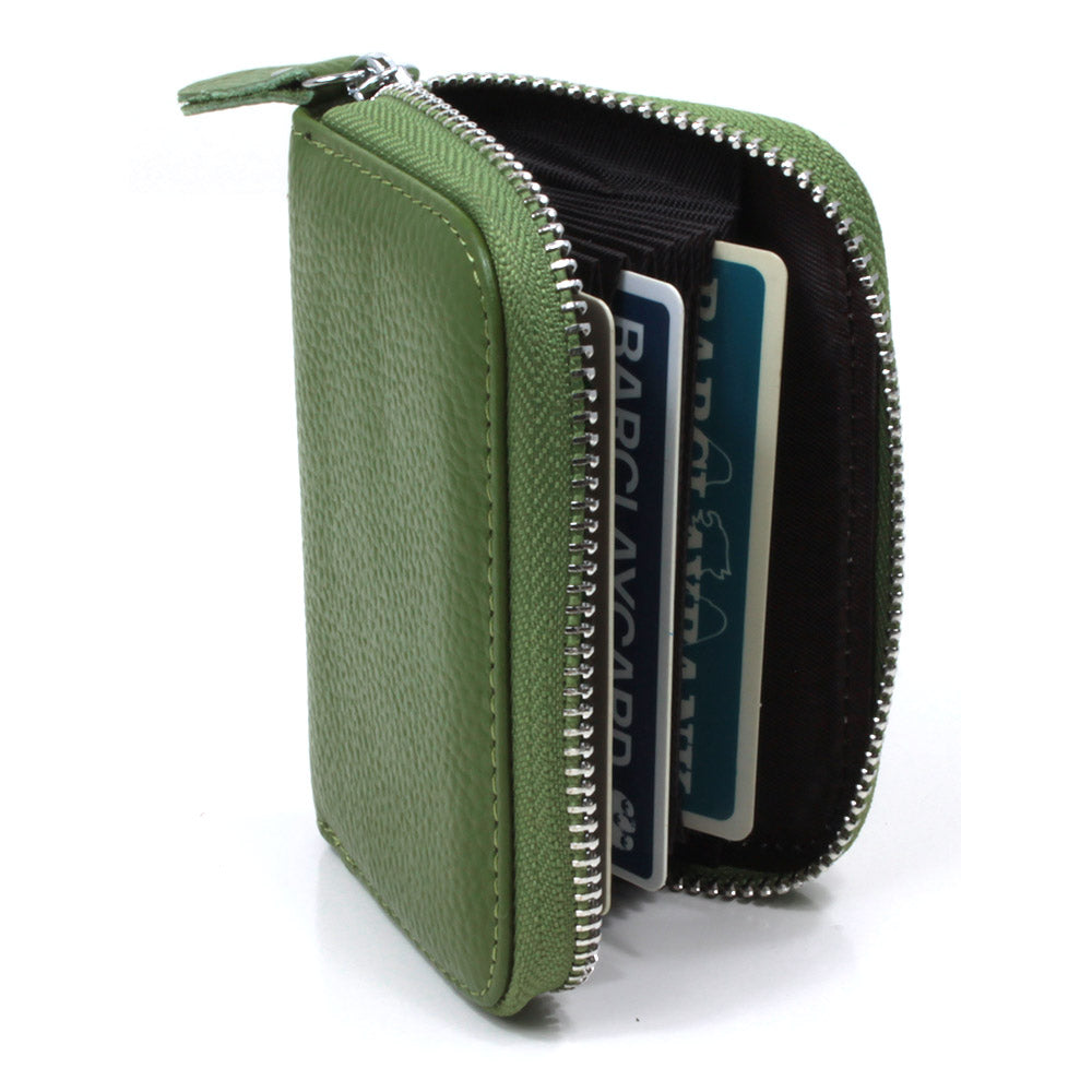 Landscape Leather Card Wallet - Green