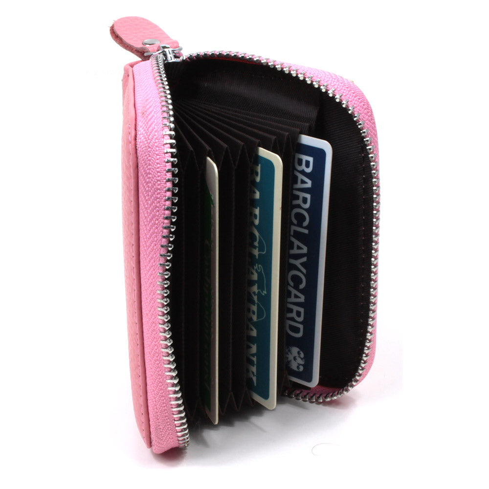 Landscape Leather Card Wallet - Pink