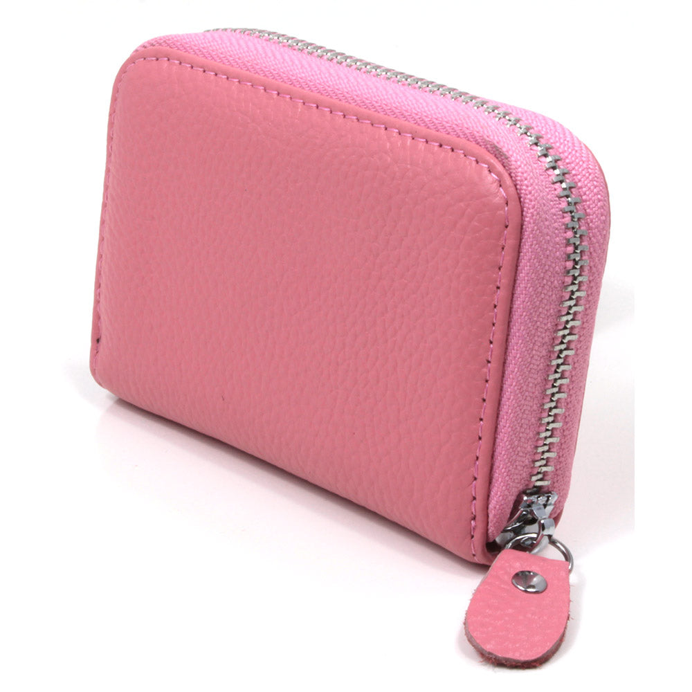 Landscape Leather Card Wallet - Pink