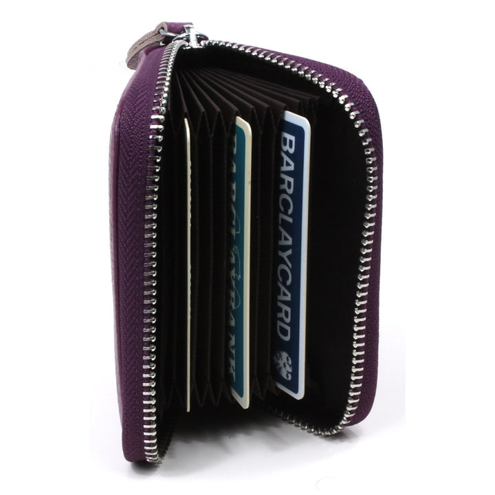Landscape Leather Card Wallet - Purple