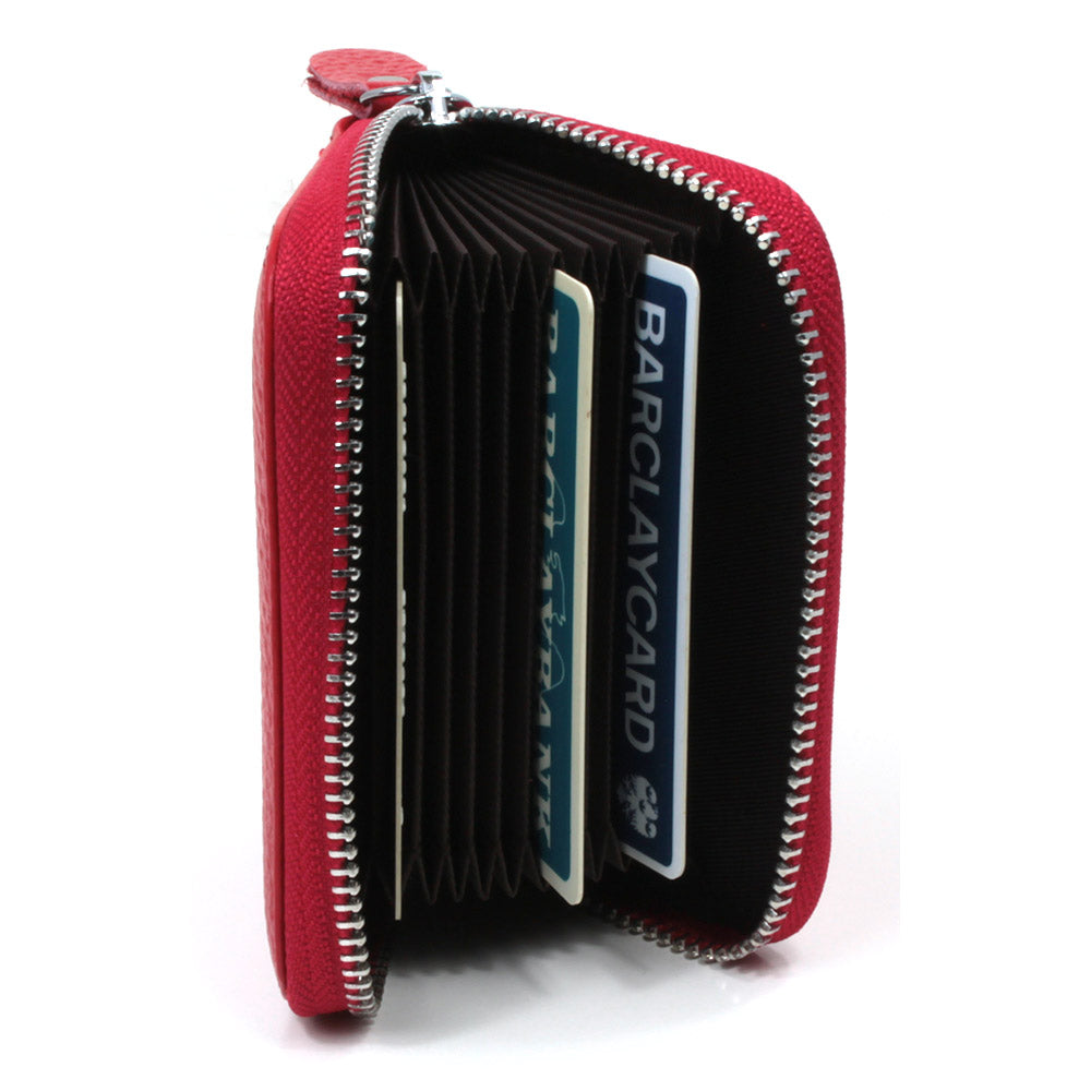 Landscape Leather Card Wallet - Red