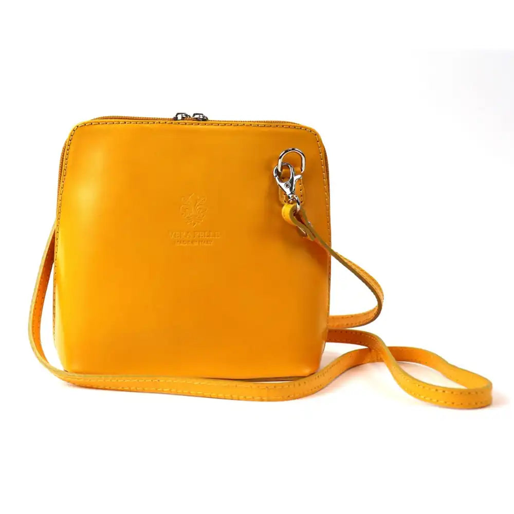 Leather Small Cross Body Bag in Yellow