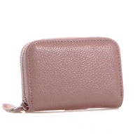 Landscape leather card wallet in dusky pink 