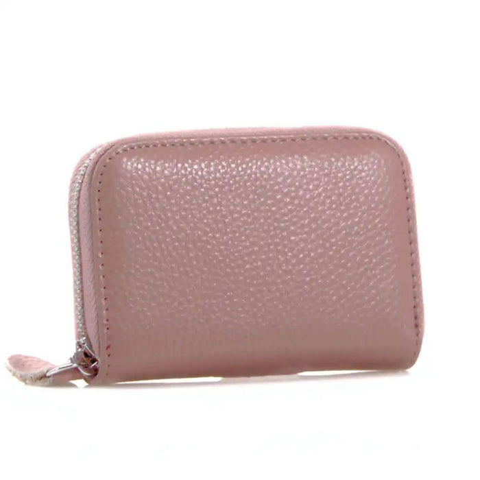Landscape leather card wallet in dusky pink 