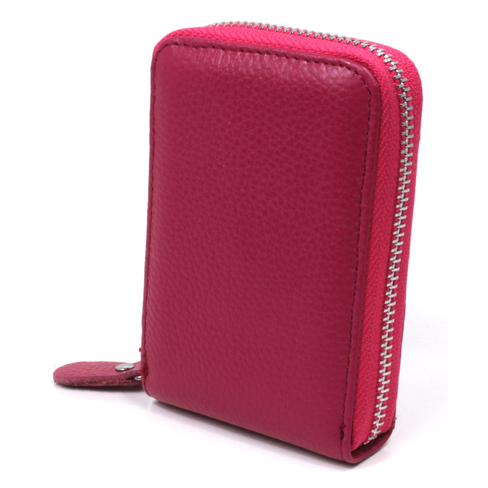 Portrait Leather Card Wallet - Fuchsia