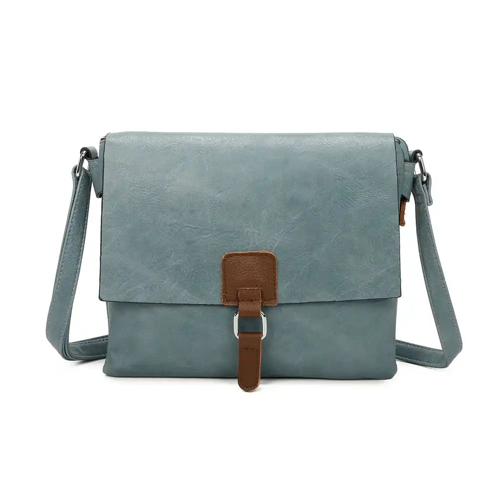 Triple Pocket Satchel - Pale Blue