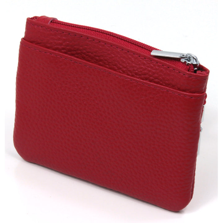 Leather Triple Zip Purse - Red
