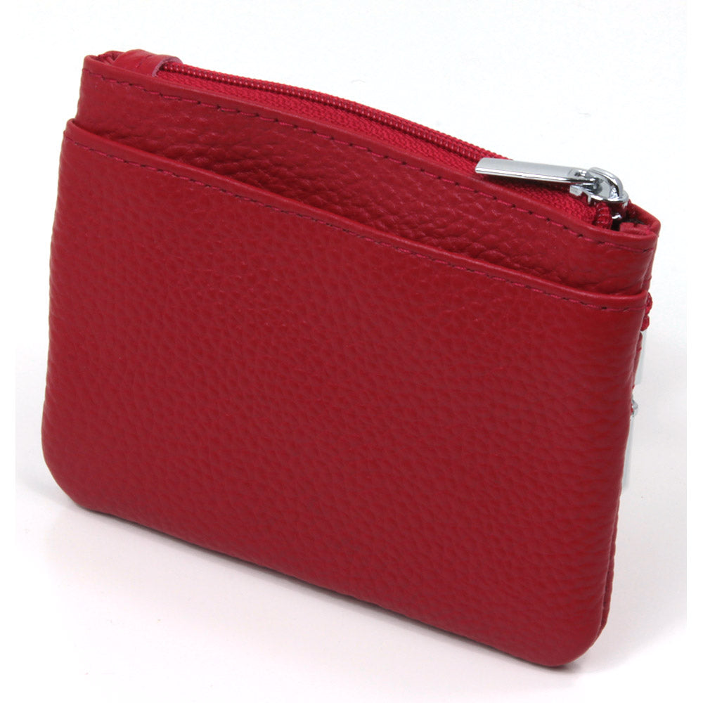 Leather Triple Zip Purse - Red