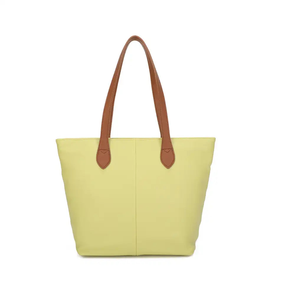 Zip Tote Shoulder Bag - Lime Yellow