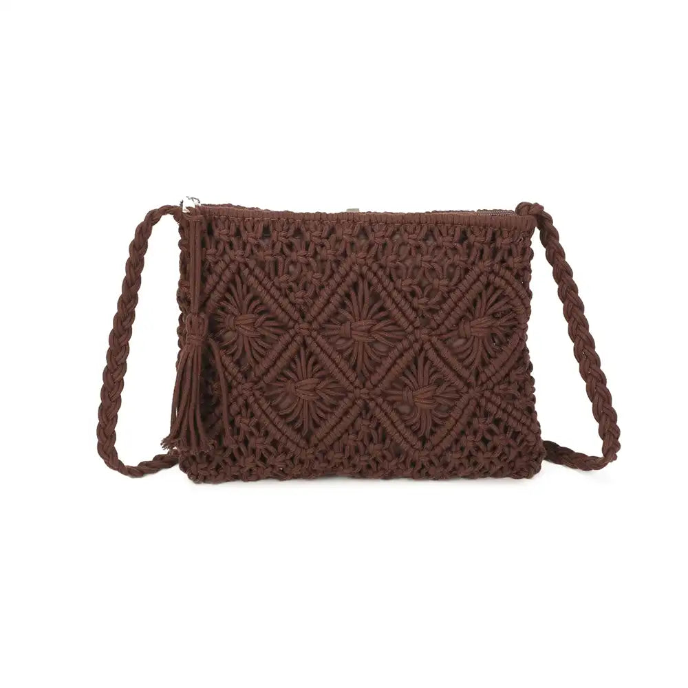 Crochet Crossbody Bag - Coffee