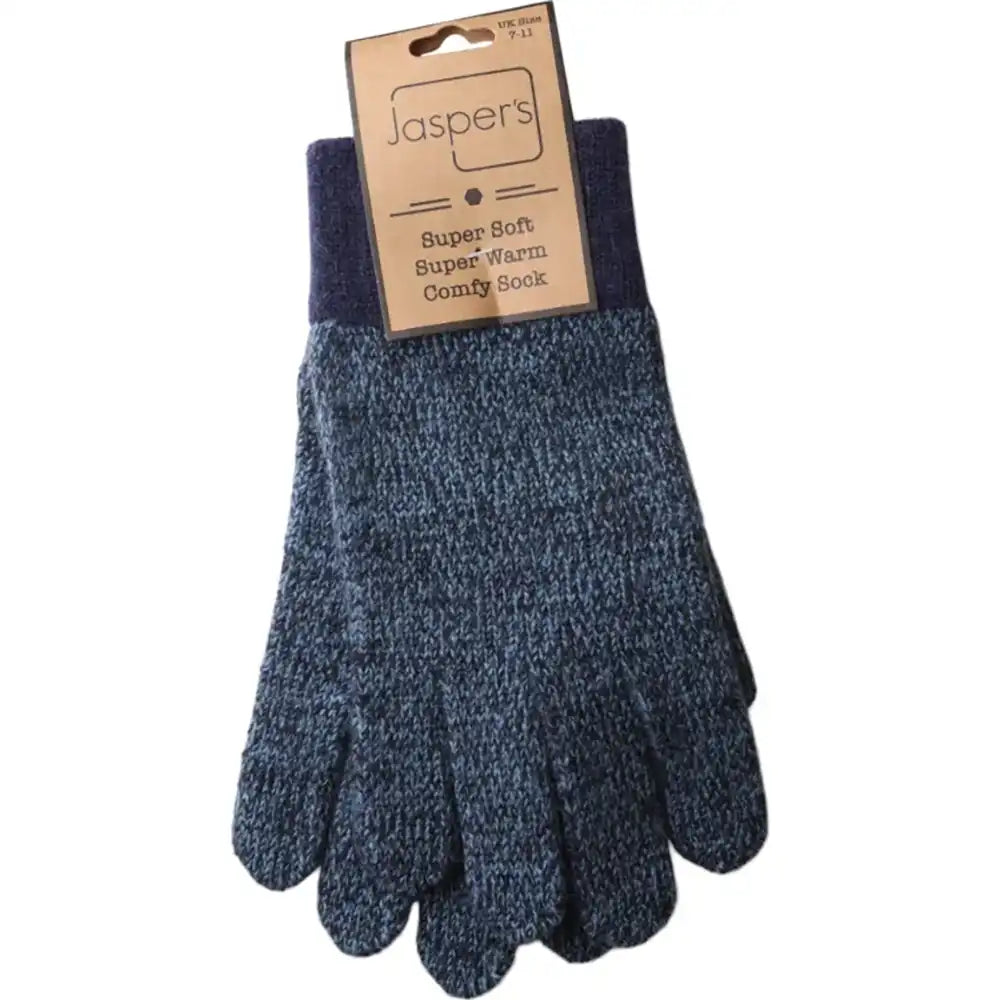 Cosy Knit Marled Gloves - Blue