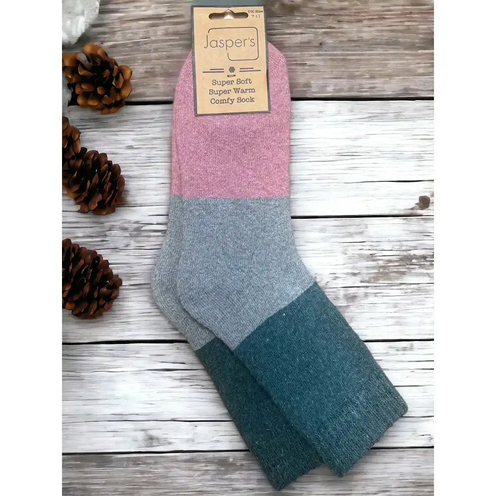 Wool Blend Colour Block Socks L