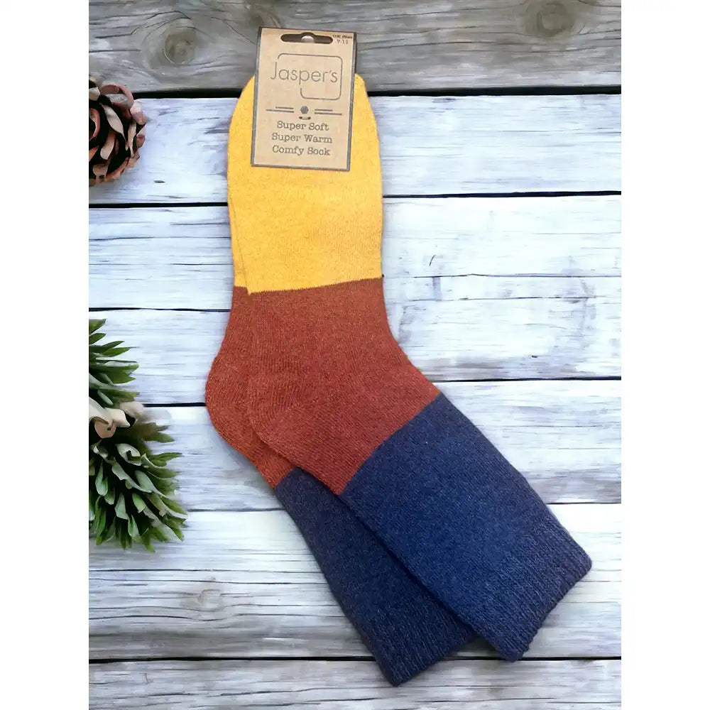 Wool Blend Colour Block Socks L