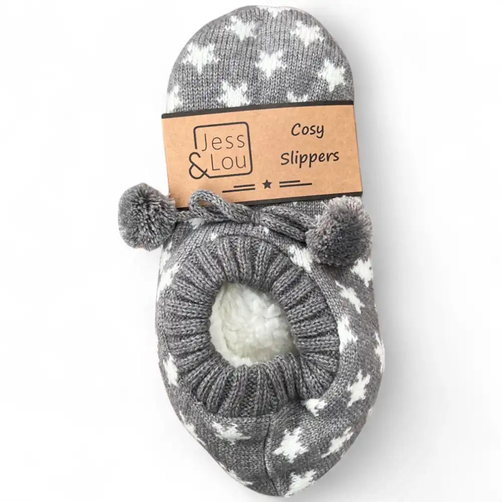 Starry Cosy Slippers - Grey