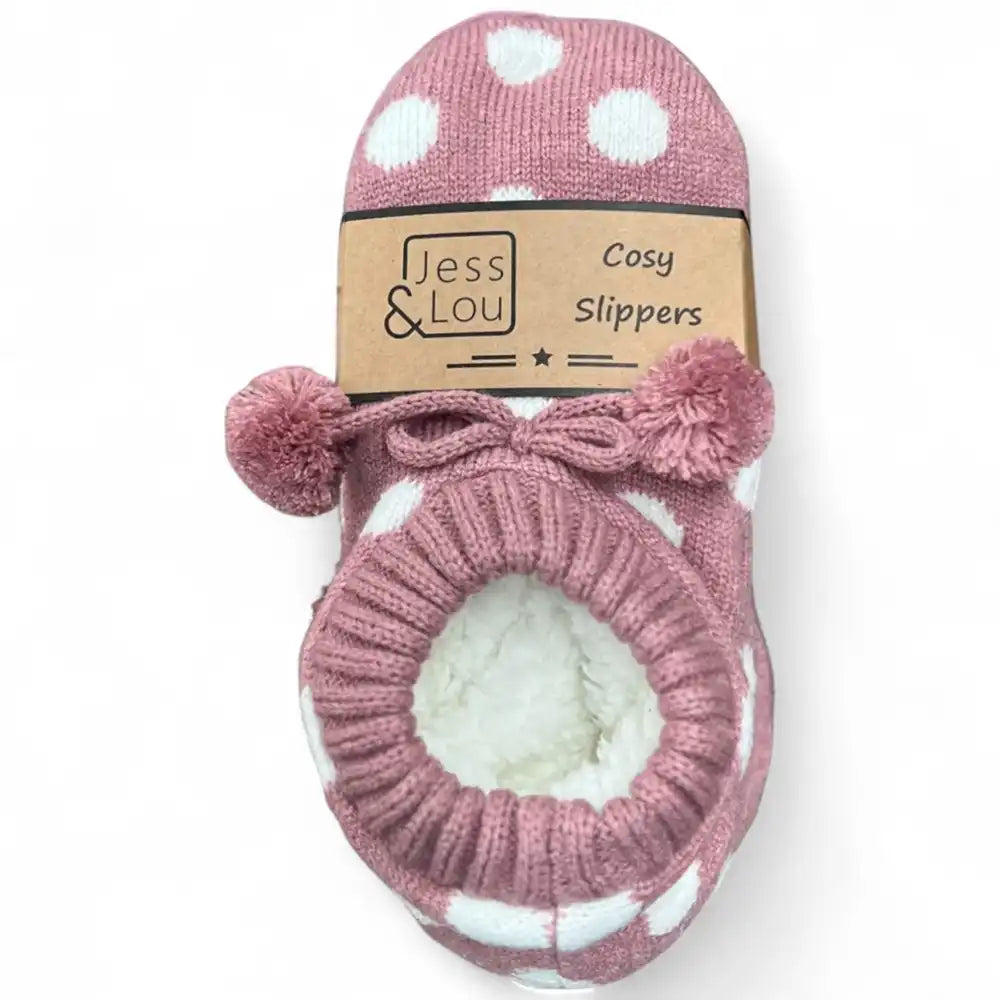 Spotty Cosy Slippers - Pink