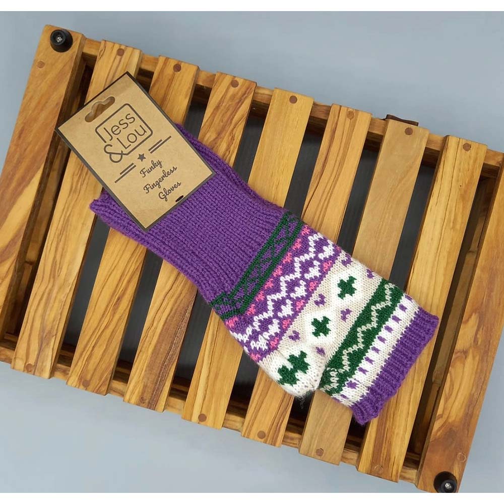 Nordic Fingerless Gloves - Purple