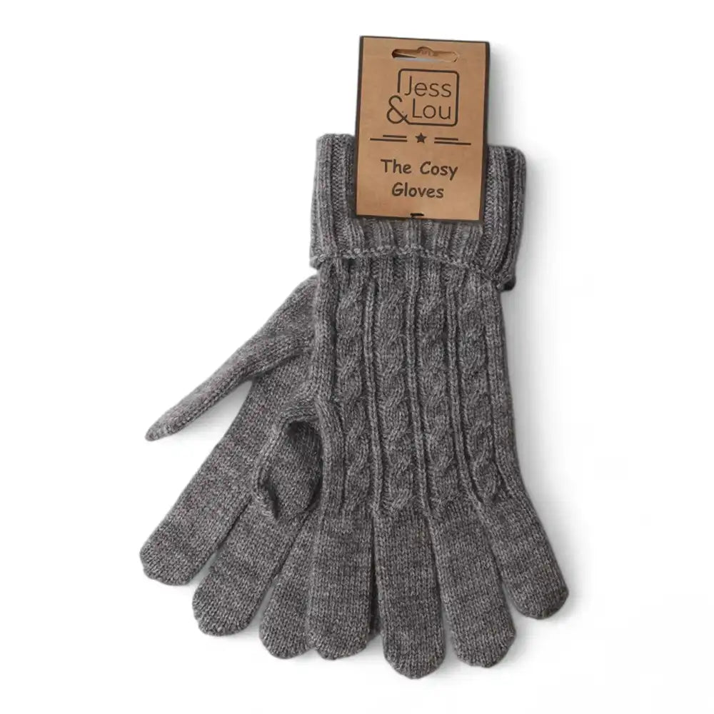 Cosy Cable Knit Gloves - Charcoal