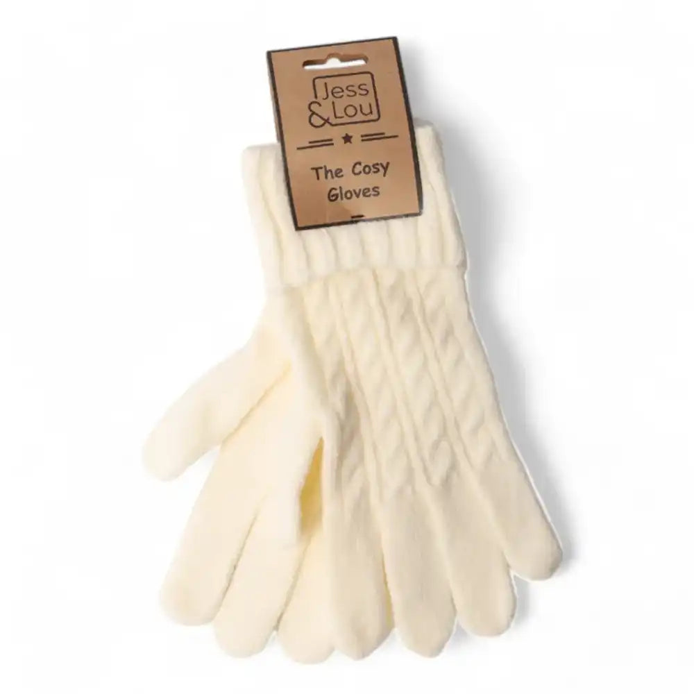 Cosy Cable Knit Gloves - Cream