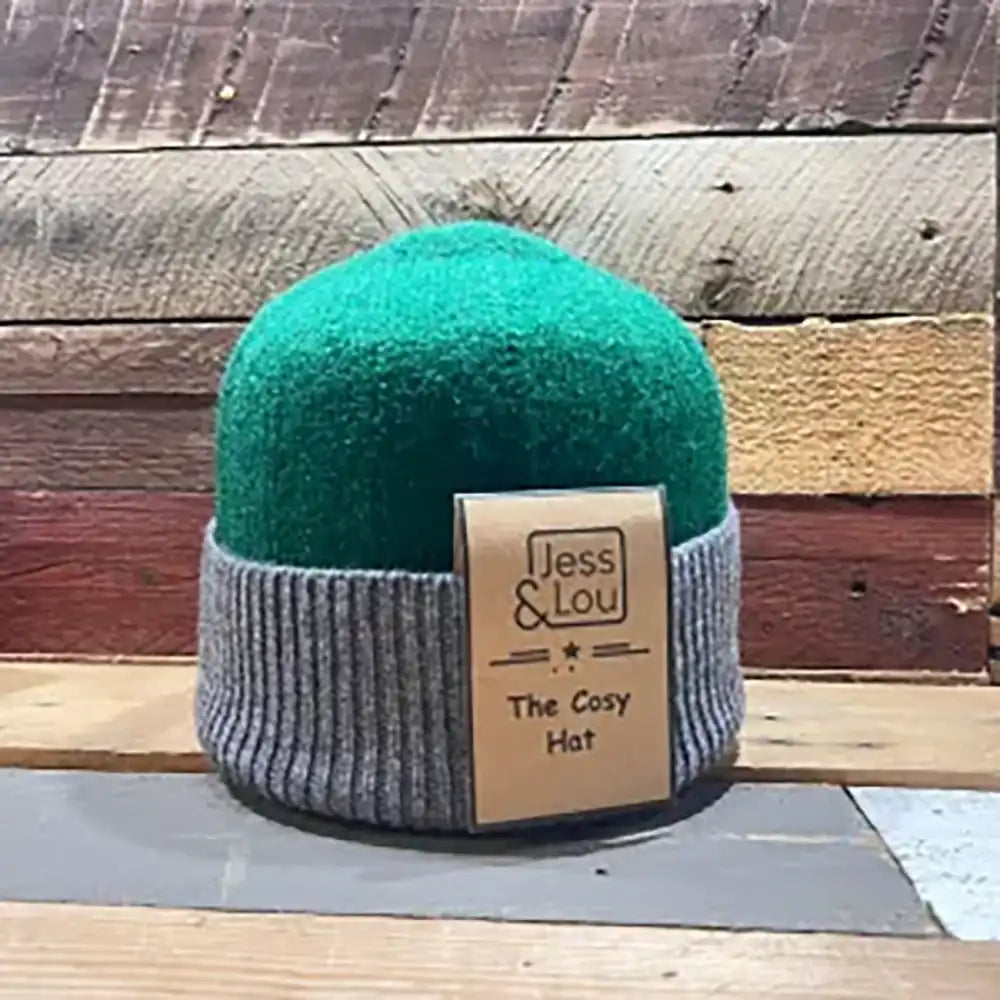 Two Coloured Beanie Hat Green