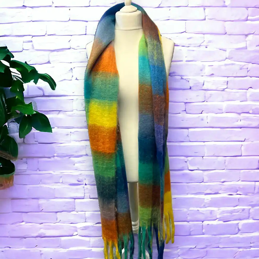 Ombre Multi Coloured Check Scarf