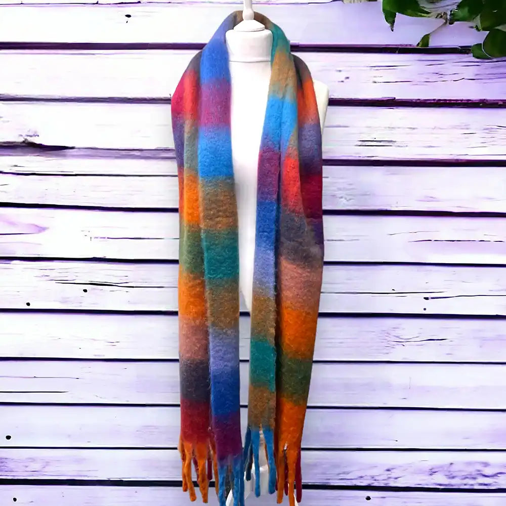 Colour Block Multi Check Scarf