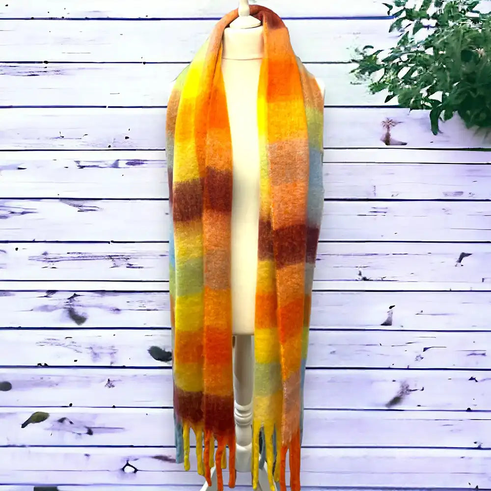 Orange Multi Check Scarf