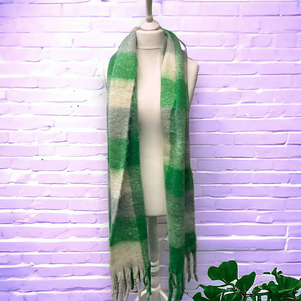 Ombre Green Check Scarf