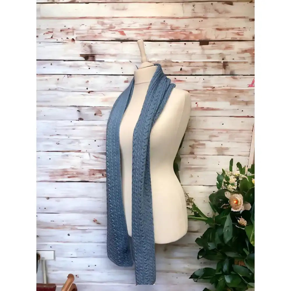 Cable Knit Long Scarf Cornflower