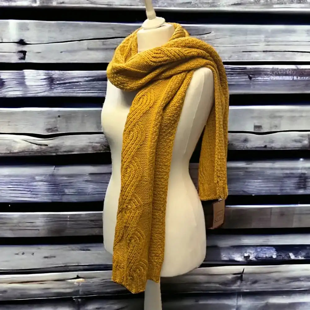 Cable Knit Long Scarf Gold