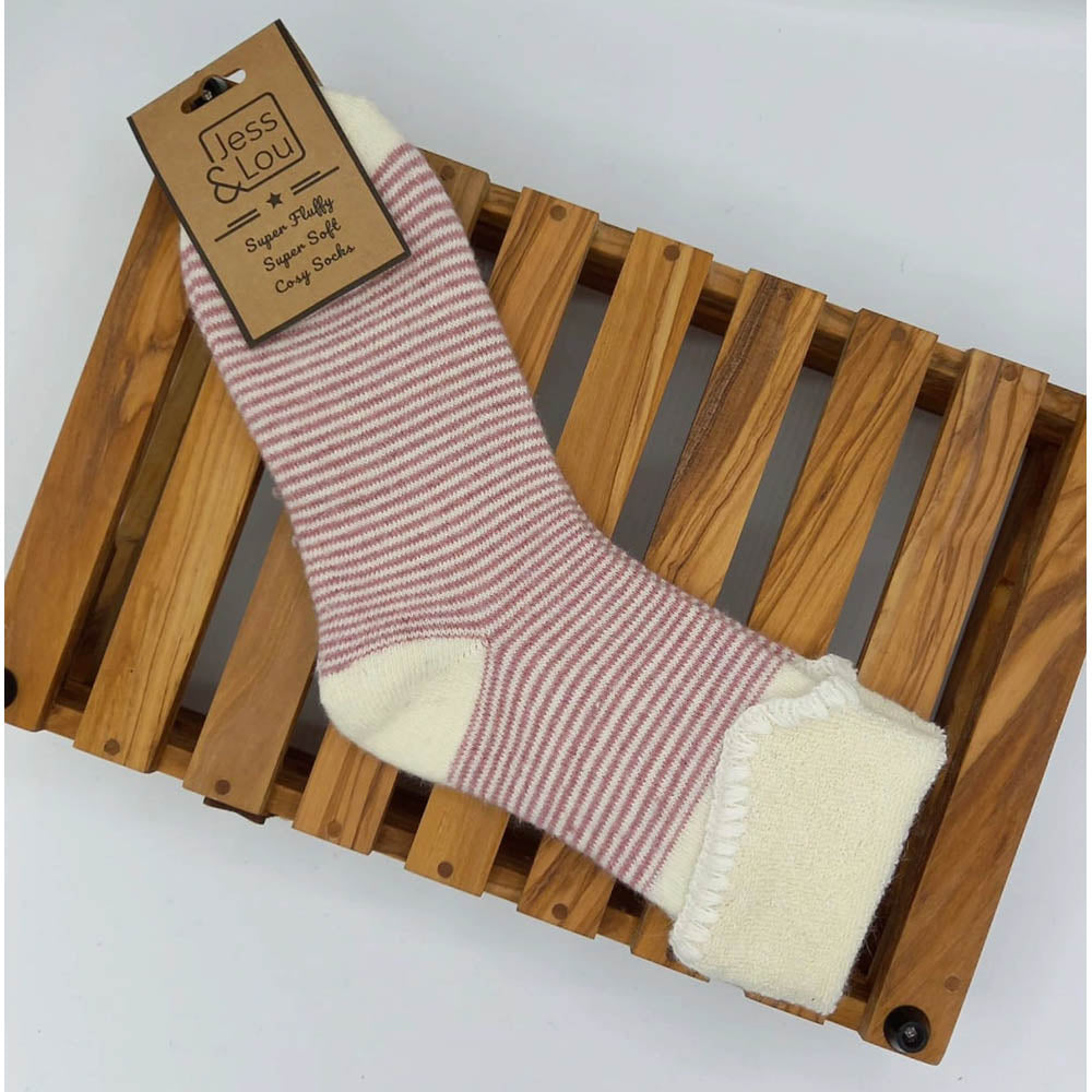 Jess & Lou Cuffed Thin Stripe Socks - Pink