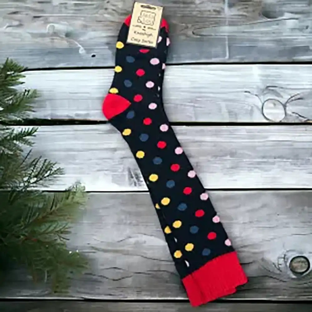 Long Wool Blend Socks Black Multi Spots