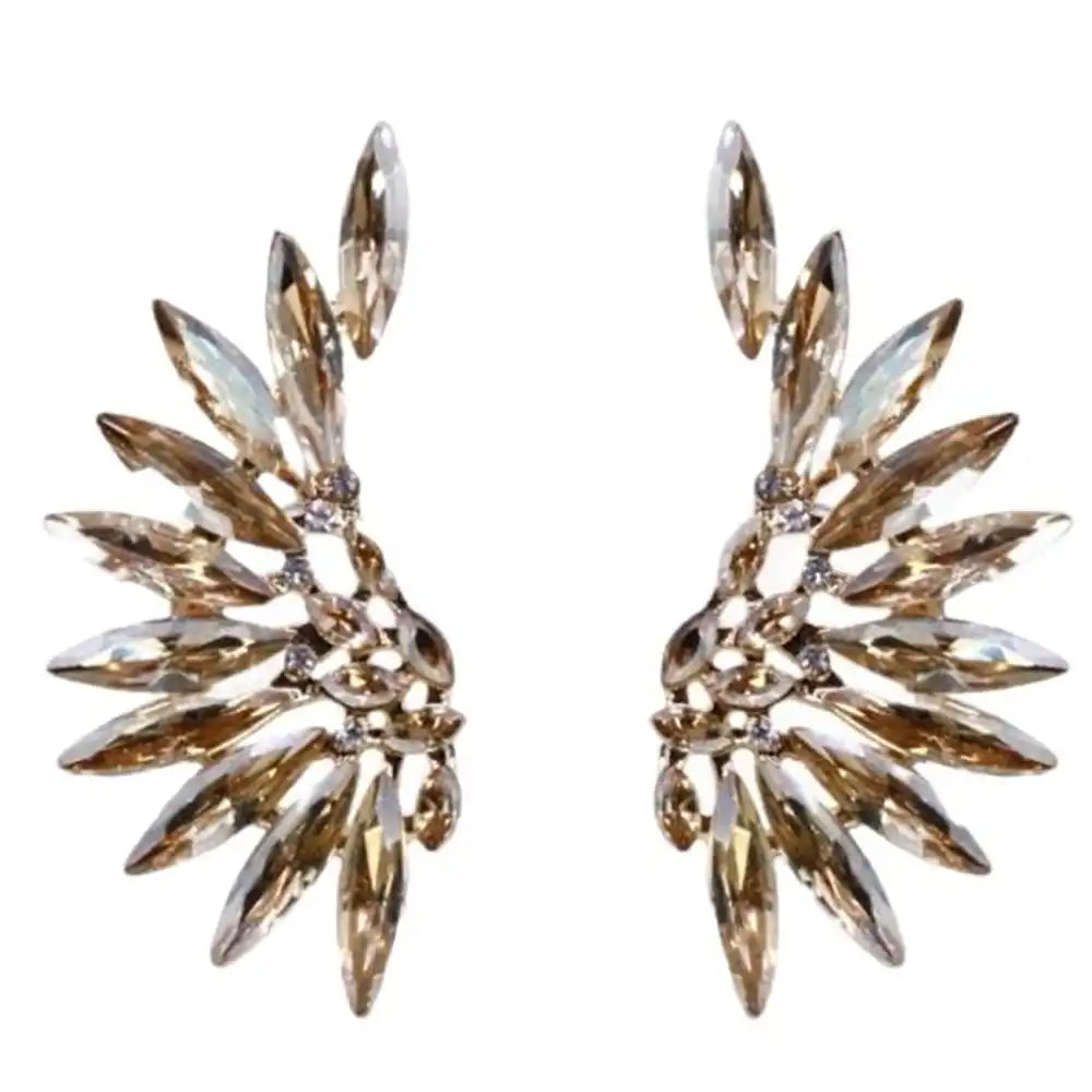 Feather Diamante Stud Earring - Silver