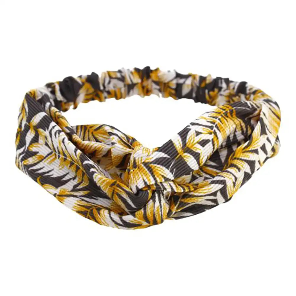 Elasticated Kylie Hair Band - Brown Leaf